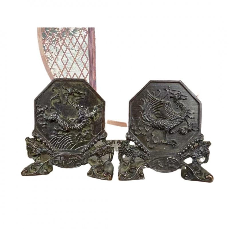 Bronze Four Beasts Eight Trigrams Qinglong White Tiger Zhuque Xuanwu Decorative Crafts Home Office Ornaments