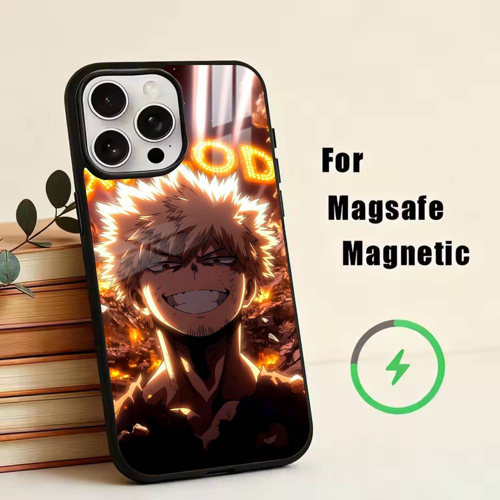 Hero Academia KK-Katsuki Handyhülle Für iPhone17,16,15,14,13,12,11 Plus,Pro Magnetisch mit Magsafe Kabelloses Laden