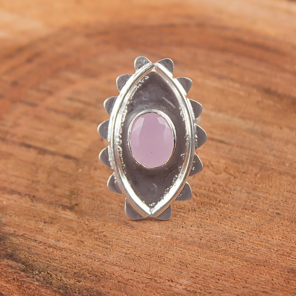 Rose Chalcedony Gemstone 925 Sterling Silver Jewelry Handmade Designer Ring RR-6-16