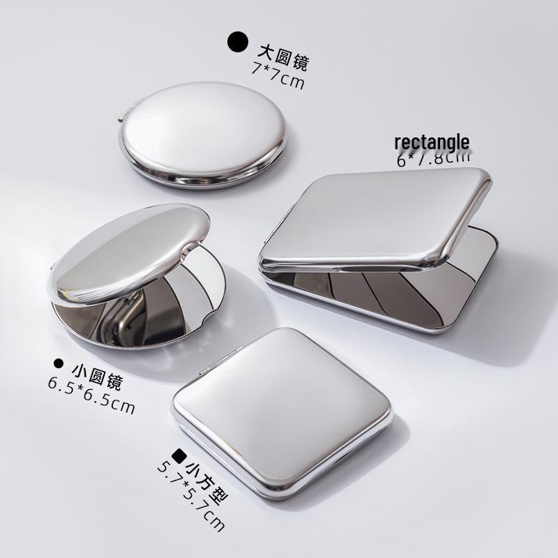 Double-Sided Folding Makeup Mirror: Portable, Stainless Steel, Drop-Resistant, Standable