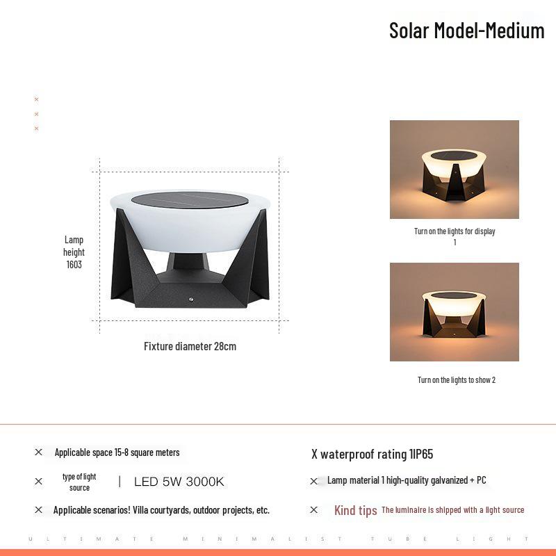 Waterproof Outdoor Solar Pillar Light for Walls, Gates, and Courtyards