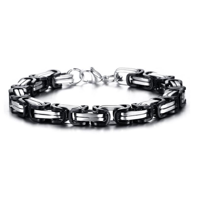 Vnox Stylish Byzantine Chain Bracelet for Men Women Boys, Waterproof Stainless Steel Link Wristband, 4/5/6/6.5/8mm Wide
