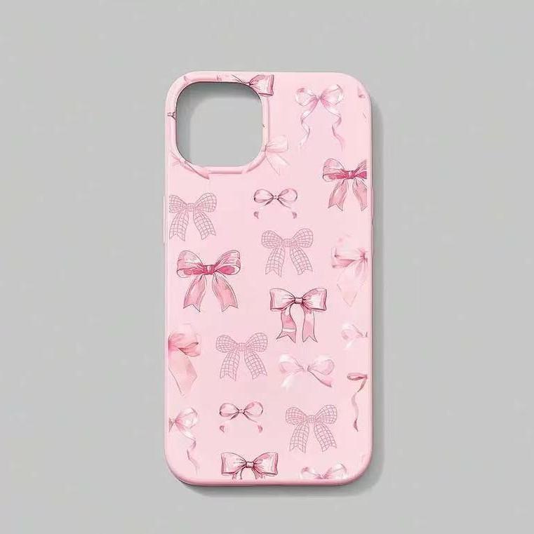 Ins bow pink phone case for iPhone Apple 11/12/13/14/15/16 ProMax soft 17