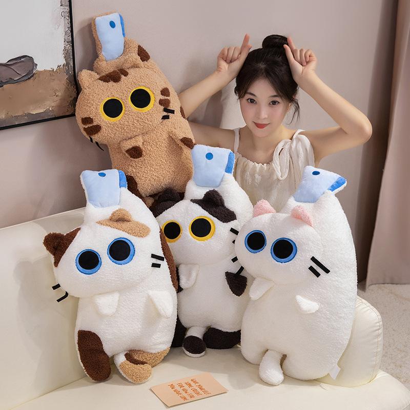 Creative Cute Sun Cat Throw Pillow Plush Toy Doll Three Flower Cat Doll Girl Accompany Soothing Doll