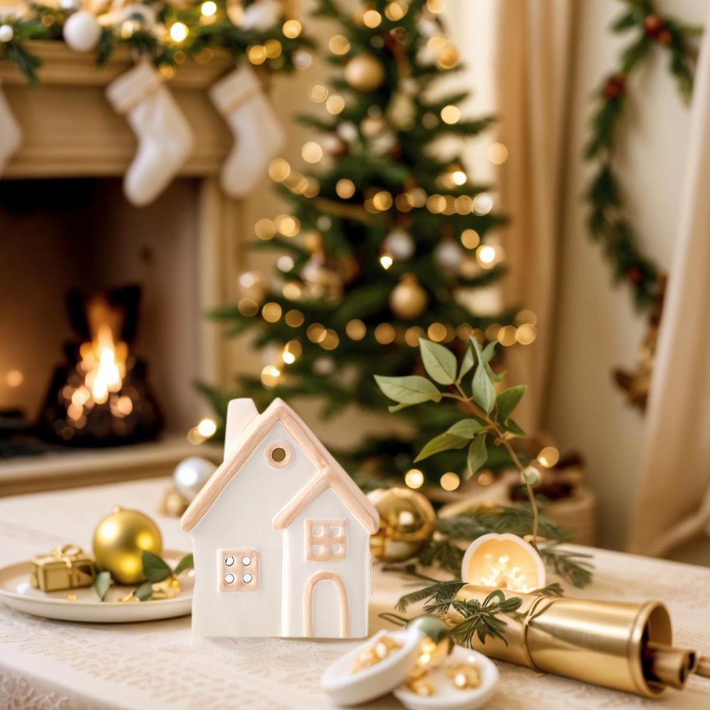 Tealight Holder Hollowed House Tealight Candle Holder Romantic European Statue Ceramic Design For Home Bathroom Farmhouse