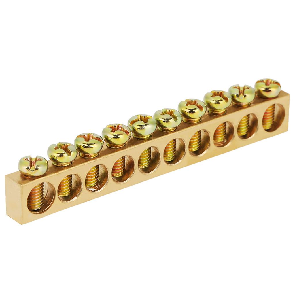 10pcs 10Hole Electrical Distribution Wire Screw Terminal Brass Ground Neutral Bar