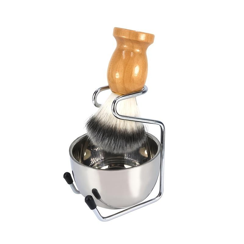 

Мужской набор для бритья Кисть + Подставка + Чаша для бритья из нержавеющей стали Мягкая комбинация для ухода за лицом 3pcs