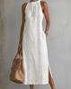 Women's Solid Color Loose Long Crew Neck Vest Fashion Casual Women's Dress