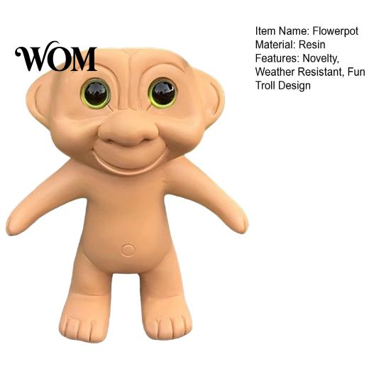 Small Flower Pot Cute Troll Planter, Decorative Resin Flowerpot, Novelty Plant Shape Planter for Succulents Indoor Outdoor Decoration, Unique