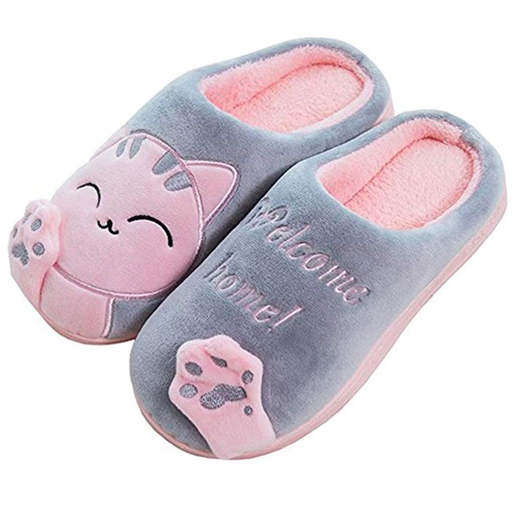 Atexiu Unisex Cute Cat Room Shoes for Men and Indoor Shoes for Winter Size 24cm Slippers, Print, Women, Couples, Slippers, Warm, Cold-Proof, Quiet,