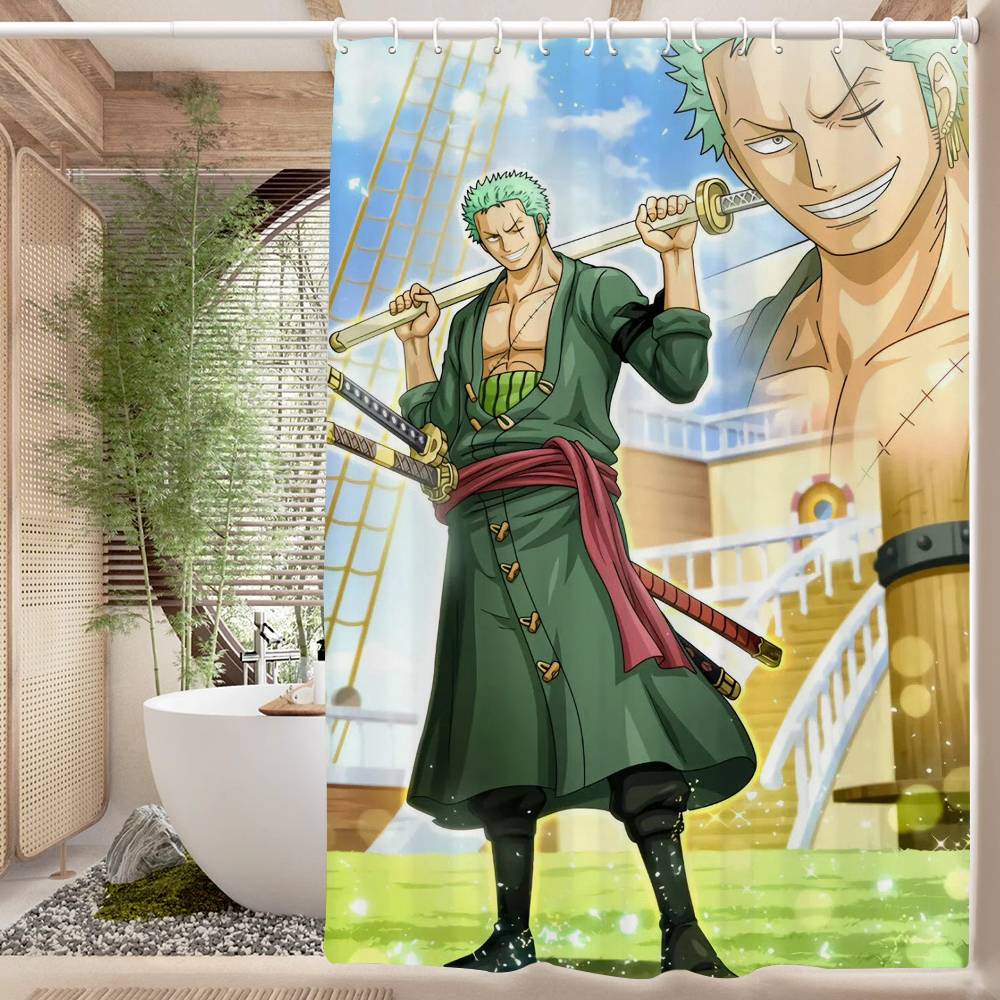 RORONOA ZORO ONE PIECE Anime Modern Simple Shower Curtain Bathroom Decorative Polyster Shower Curtain With Hook