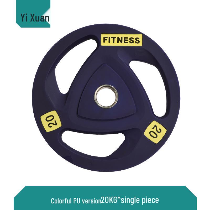 Colored PU Barbell Plates with Rubber Coating and Hand Grips for Weightlifting and Competition