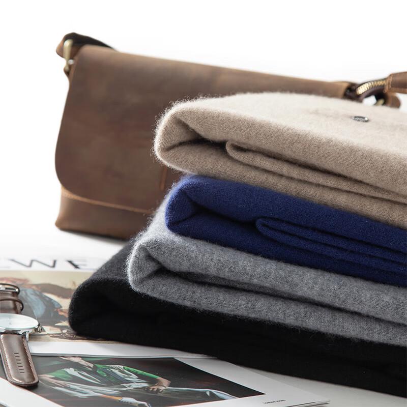 Fanzhen Men's Polo Neck Cashmere Blend Sweater