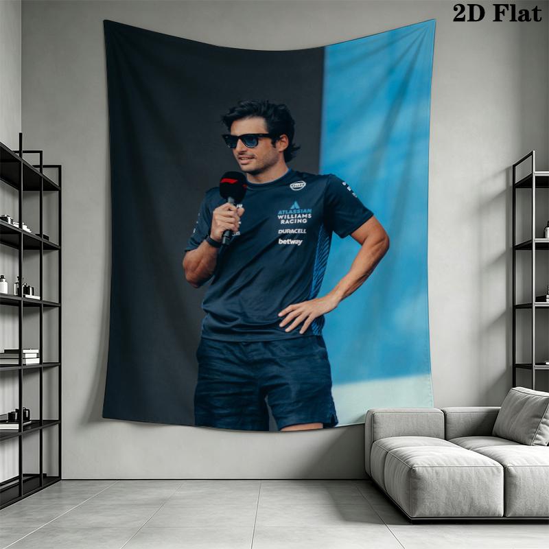 Carlos Sainz Wall Tapestry Aesthetic Wall Hanging Printed Fabric Blanket Decorative Tapestries for Bedroom Living Room Home Decor