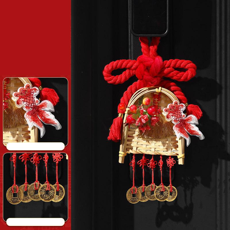 New Year Decor Dustpan Broom Fortune Door Hanging Pendant Knot Spring Festival Atmosphere Door Handle Decoration Ornaments