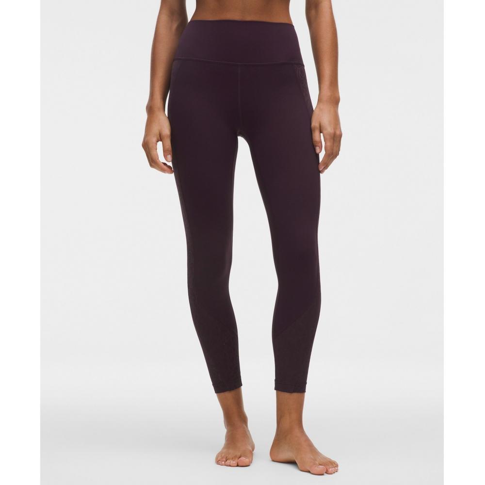 Lululemon Paisley Lace Overlay Tight 25  Black Plum