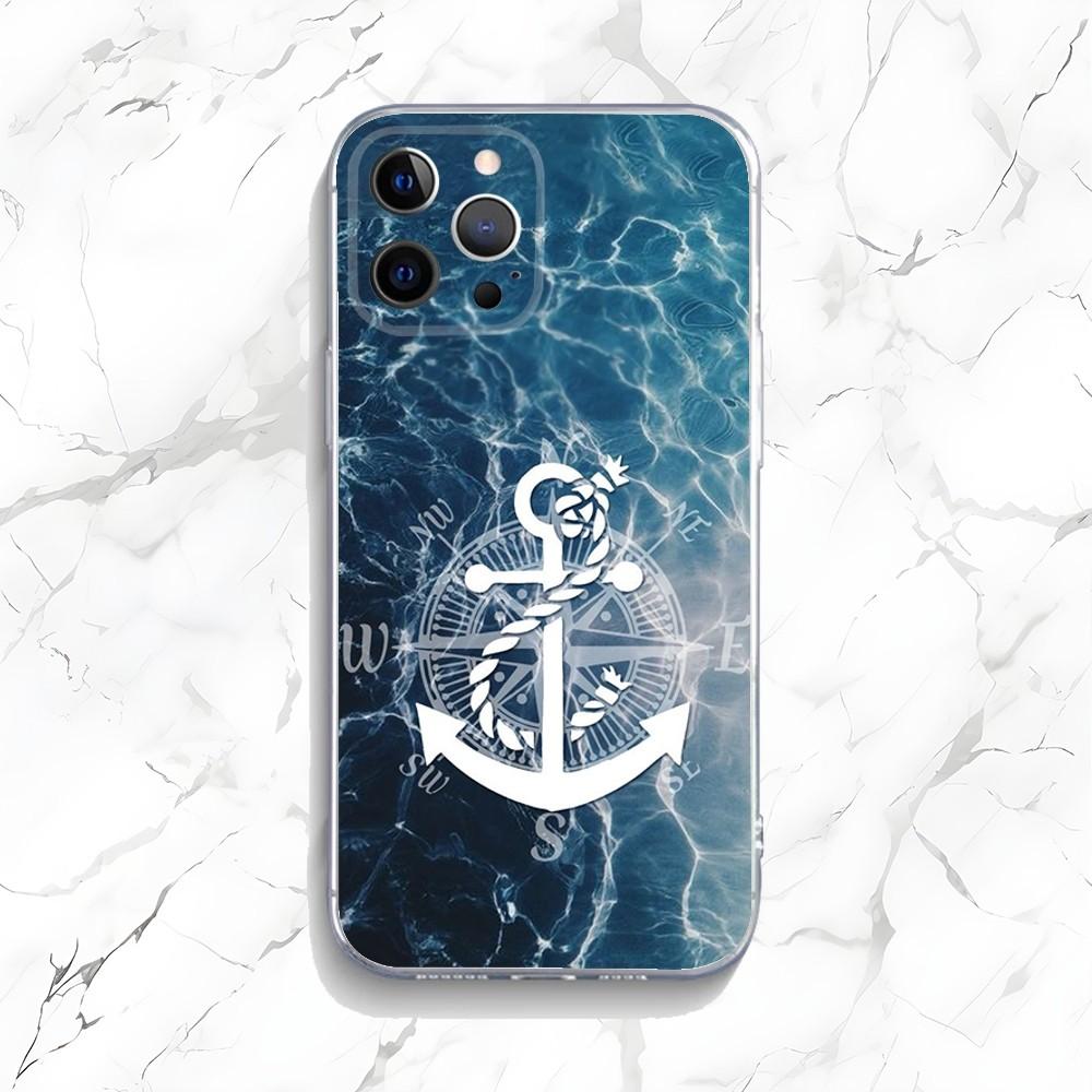 Anchor Compass Nautical Sailor Phone Case For iPhone 16,15,14,13,12,11 Plus,Pro,Max,XR,XS,X,7,8 Plus,SE,Mini Transparent Shell