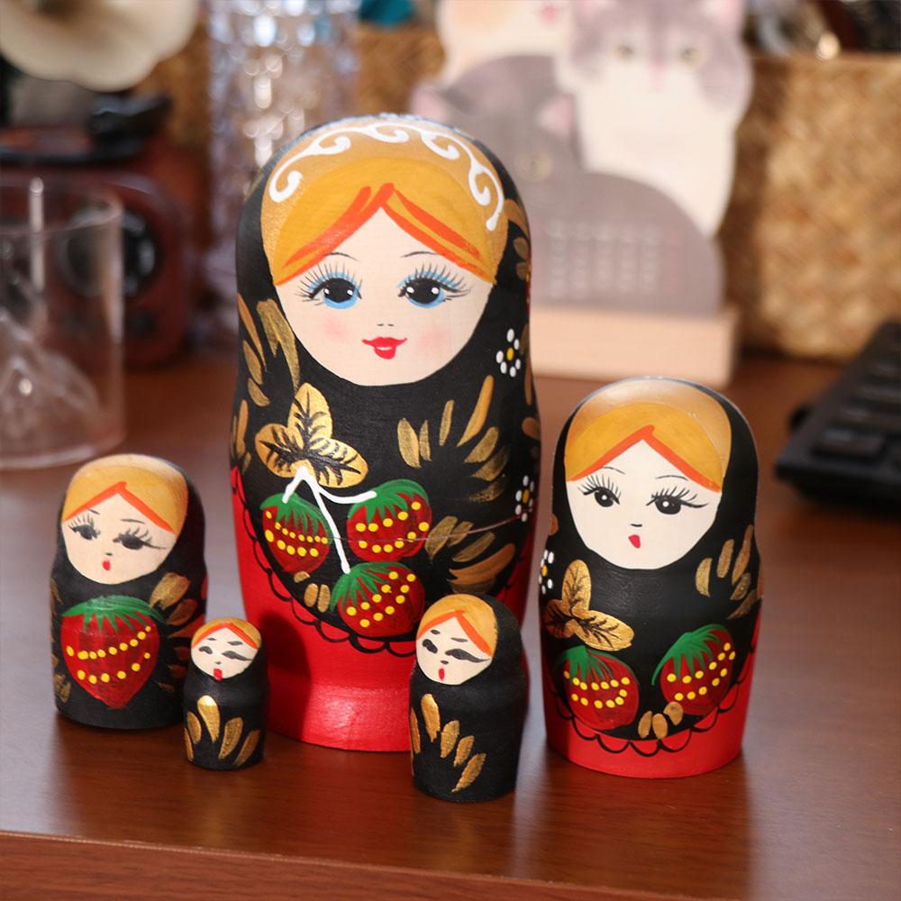 Strawberry Girls Matryoshka Doll 5 Layers Russian Nesting Doll Classic Nesting Dolls Birthday Gift