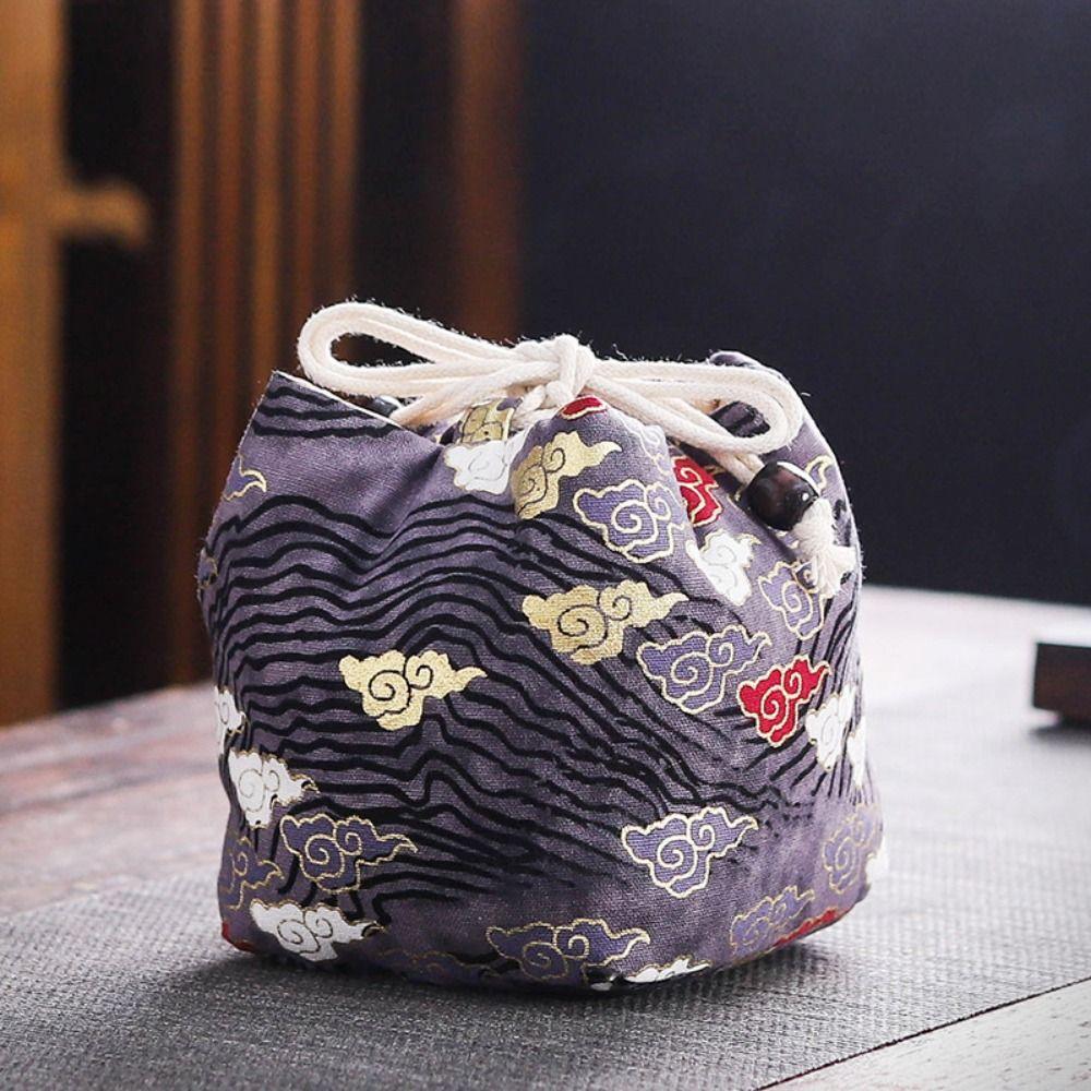 Cloud Chinese Style Handbag Dragon Square Flower Wrist Bag Sweet Tea Set Storage Bag Shopping