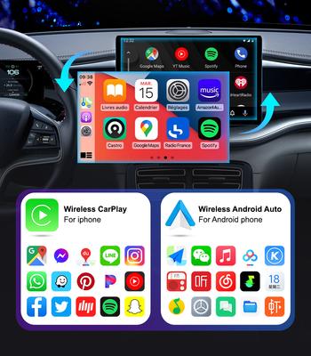 2 in 1 CarPlay & Android Auto Mini Ai Box Kabelloser Carplay-Adapter Kabelgebunden zu Kabellos Bluetooth WiFi Connect Plug and Play