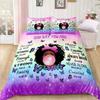 3D Print American Black Girl Duvet Cover Set,Black Girl Magic Bedding Set Full Size,Cute Little Afro Black Princess Comforter