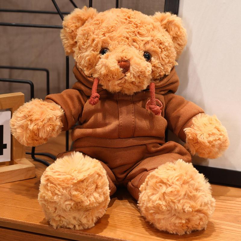 Cartoon Bear Plush Toy With Hoodie For Kids And Collectors