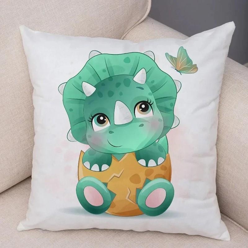 Cute Cartoon Dinosaurs Decorative Throw Pillow Pattern Cushion Cover Suitable For Sofa Bedroom Car Pillow Cover