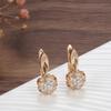 Crystal Flower English Earrings For Women Luxury  Rose Gold Color Natural Zircon Accessories Vintage Fine Jewelry