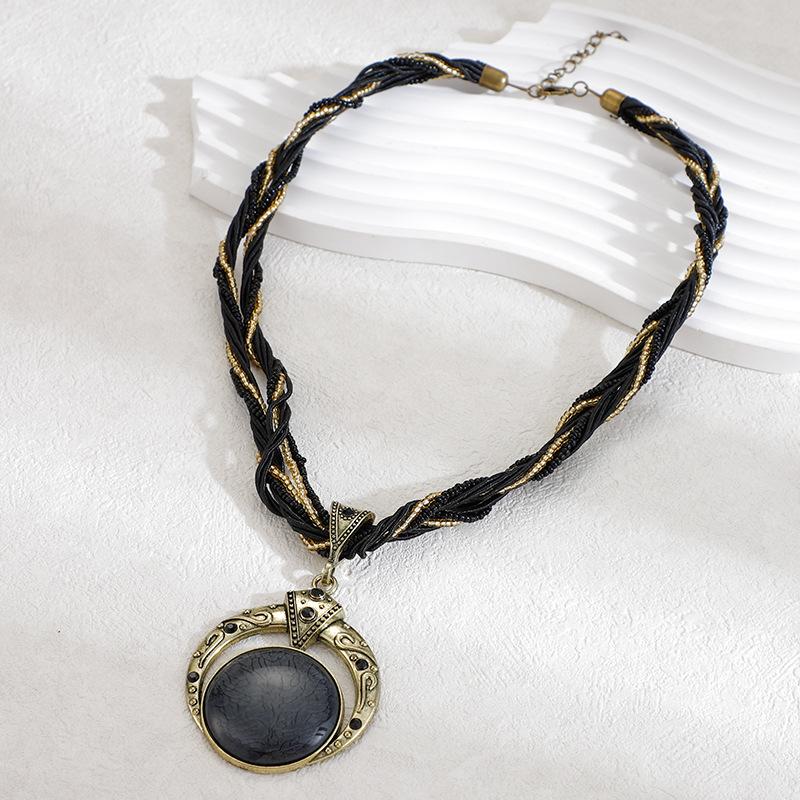 Handmade Woven Necklace Bohemian Vintage Pendant Necklace Casual Unisex Neck Accessories
