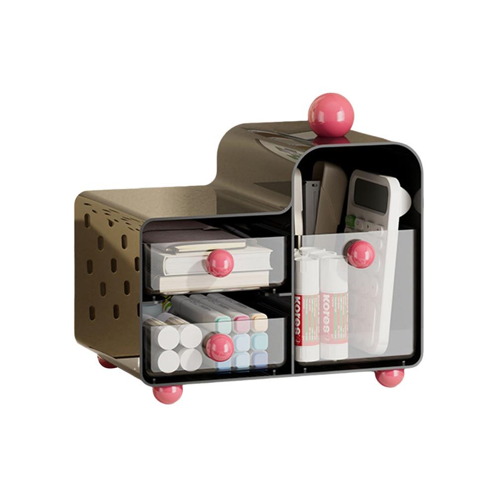 

2 Layer 3 Grids Teas Bag Storage Box Large Capacity with Drawers Stationery Storage Box Acrylic Storage Container чорний