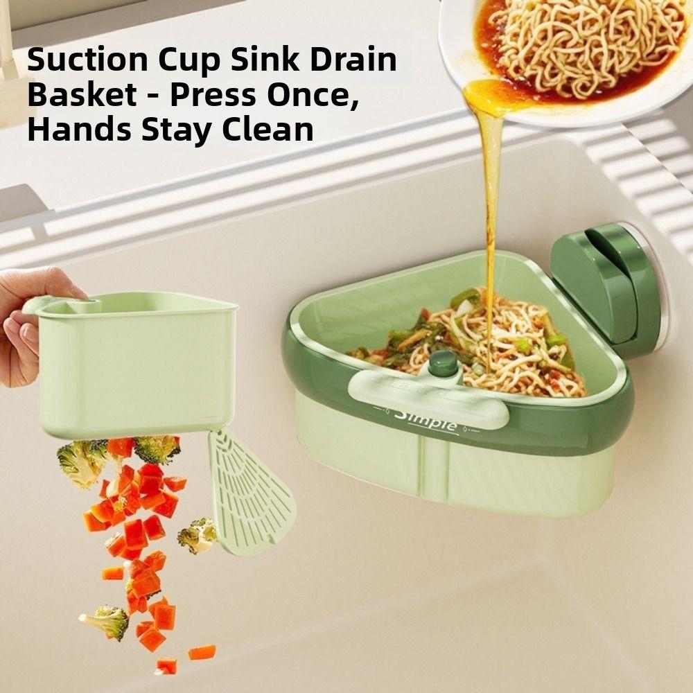 Suction Cup Kitchen Garbage Filter 2 in 1 Automatic Dumping Filter Basket  Household