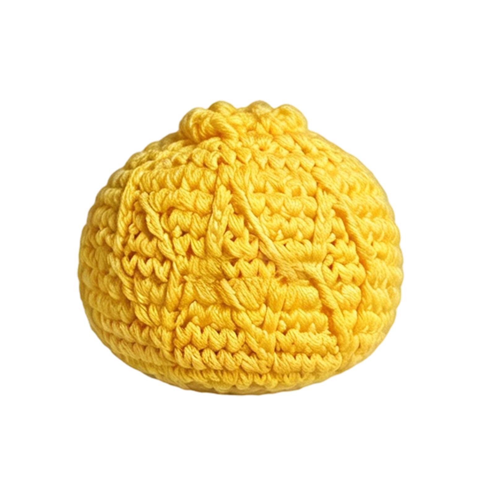 

Handmade Knitted Bun Shaped Plush Toy Soft Stuffed Play Ball for Stress Relief and Home Decoration One Size жовтий
