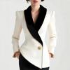 Women's Turn Down Collar Long Sleeve Slim Fit Blazer Casual Pearl Button Work Jacket