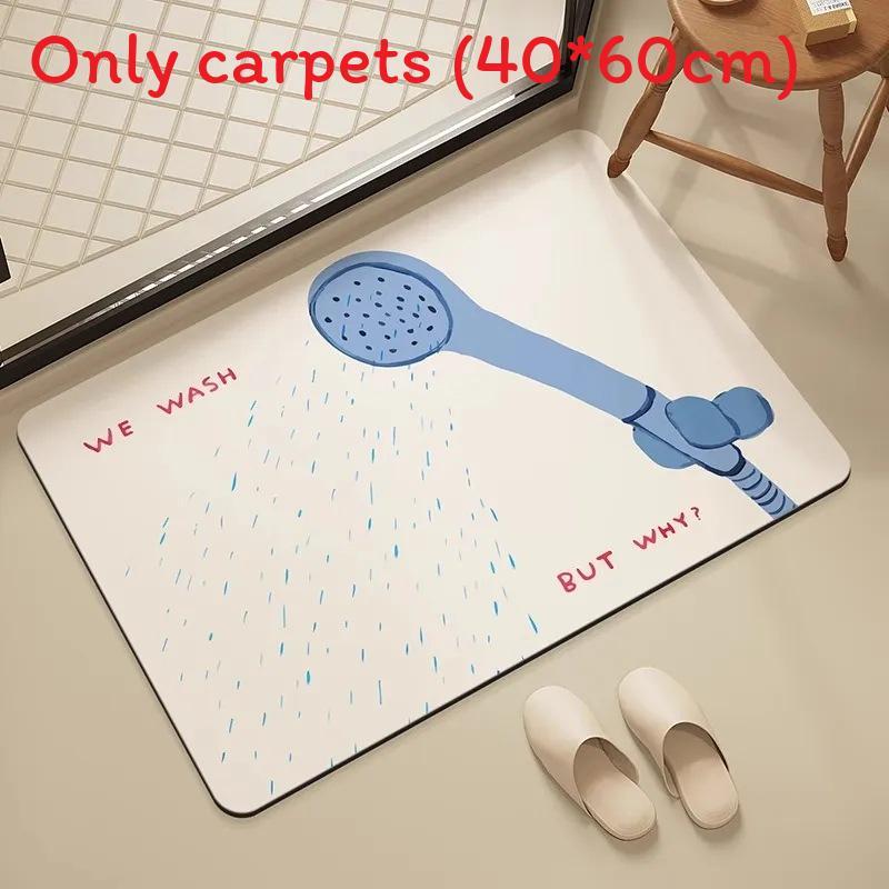 Silicone Diatom Mud Absorbent Bathroom Mat With Non Slip Texture For Shower And Toilet Entrance