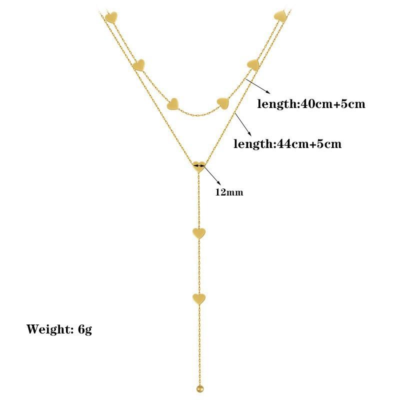 Necklace double-layer love tassel, simple and fashionable personality, versatile collarbone chain for women