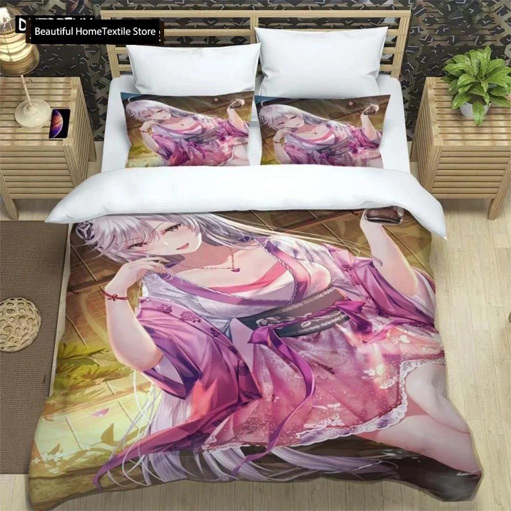 Cartoon Beautiful Girl Digital Printing Polyester Bedding Set Girl Bedding Set Teenager Bedding Set Gift Bed Cotton