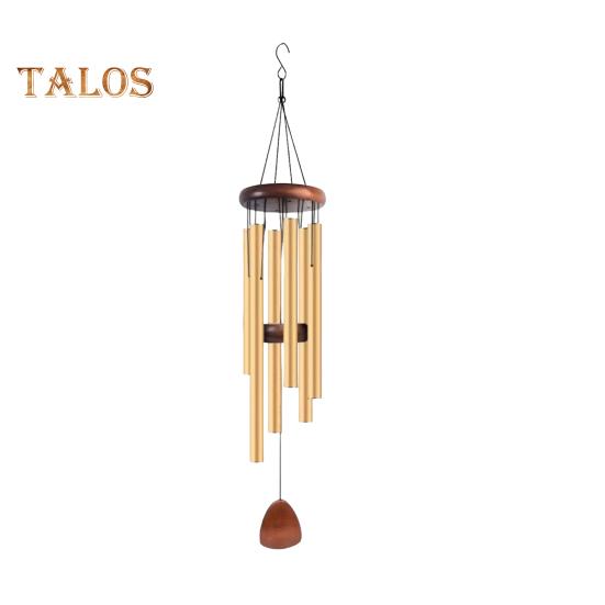 Retro-Windspiel mit 6 Aluminiumröhren und S-förmigem Haken, natürliche, beruhigende Melodie, Vintage-Windspiel für Garten, Terrasse, Außenbereich, zum Aufhängen, Windglocken-Dekoration