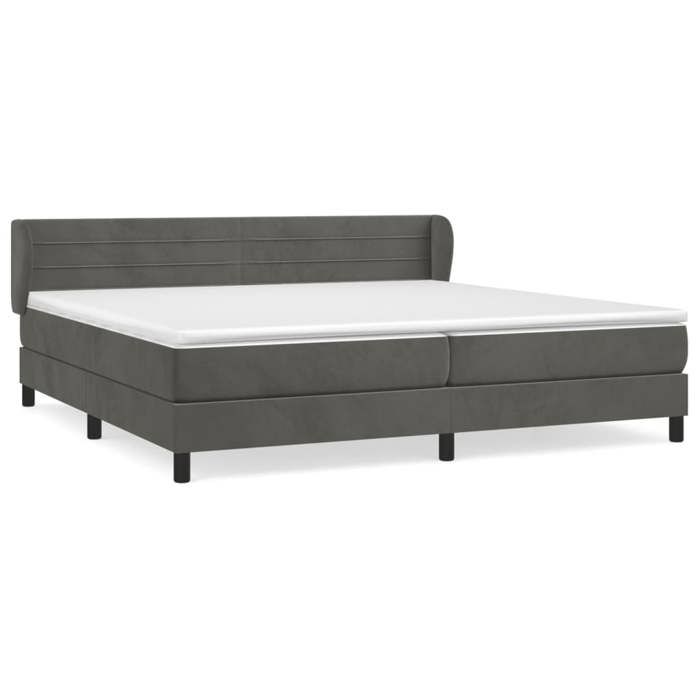 3127572 vidaXL Lit à sommier tapissier et matelas Gris foncé 200x200cm Velours