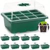10pcs Seed Tray With Elevated Lid, 120 Cells Thicken Seed Starting Trays Kit With Adjustable Humidity Vent