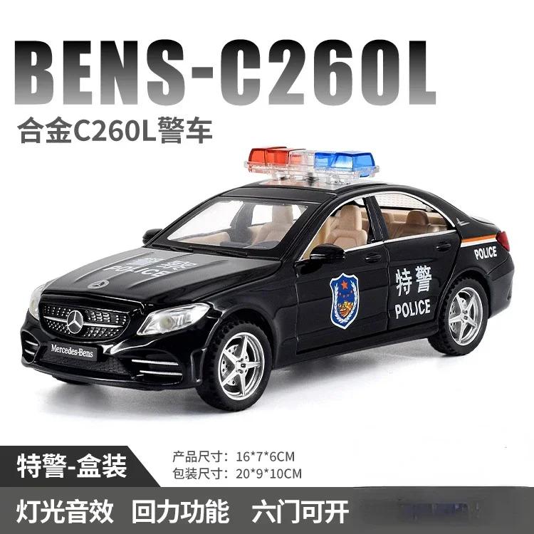 

1:32 Mercedes-Benz C260 police car High Simulation Diecast Car Metal Alloy Model Car Children s toys collection gifts чорний