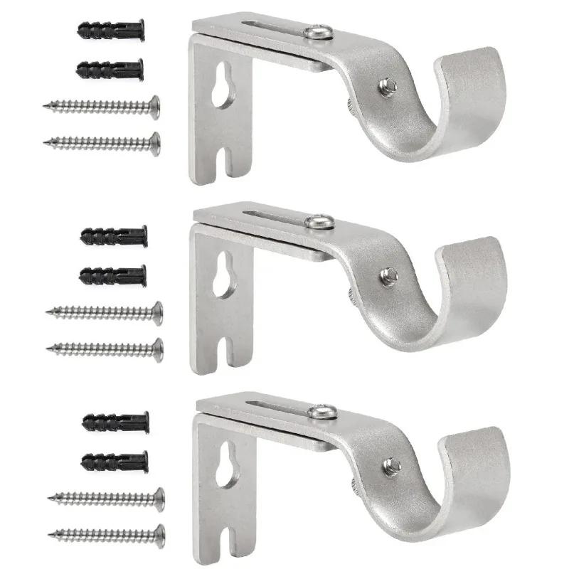 Curtain Rod Brackets for Adjustable, Premium Rod Bracket for Walls, Drapery Rod Holders Hardware Window Curtain Rod Support Hang