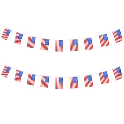 Amerikanische String Flagge Themenparty Dekorationen Banner Außenflaggen Hängender Schmuck Polyester Unabhängigkeitstag Schule