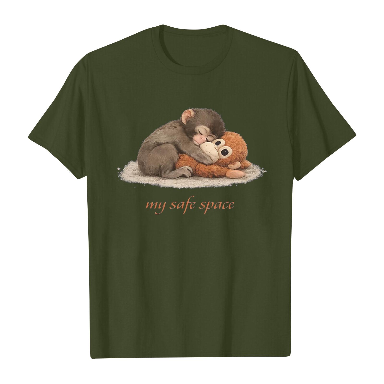 Женская и мужская модная футболка с круглым вырезом повседневная с принтом с коротким рукавом L армия зеленый 1280₽