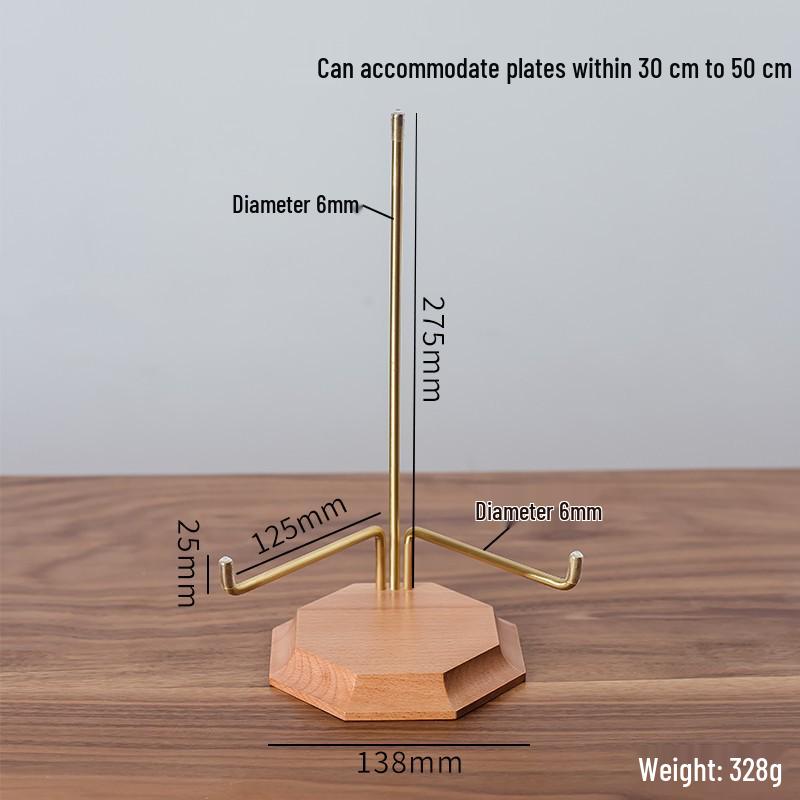 Solid Wood Plate Stand & Porcelain Holder Display Rack for Ornaments, Puer Tea Cakes
