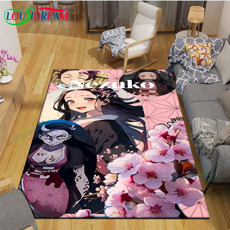 Fashion Hot Cartoon K-Kamado Nezuko Printed Carpets Living Room Anti-Skid Area Rug Kids Bedroom Mats Yoga Mat Large Carpet Decor
