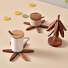 1 Set Christmas Tree Coaster with Base 3 Layers Tree Shape Wooden Trivet Anti-scald Heat Resistant Countertop Pot Pan Coffee Tea Cup Holder