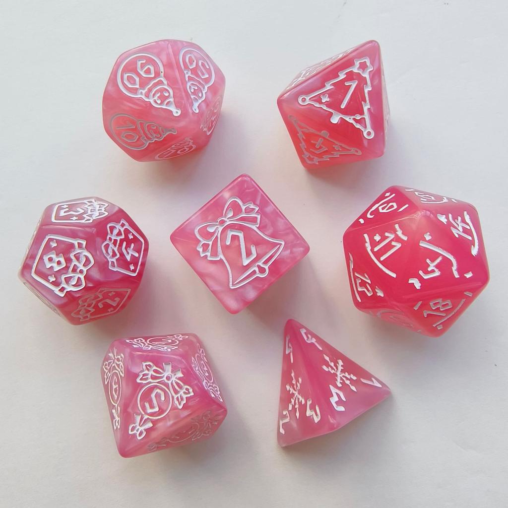 7pcs/set New Snowman Christmas Tree Pattern Christmas Dice DND Number Dice Running Team Board Game Dice Set Christmas Supplies