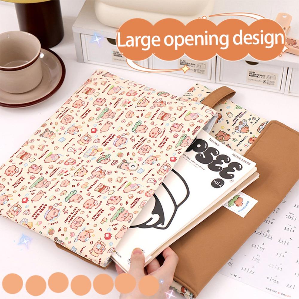 Multifunction Capybara File Bag Washable Fabric Cartoon Paper Storage Bag  Makeup Bags