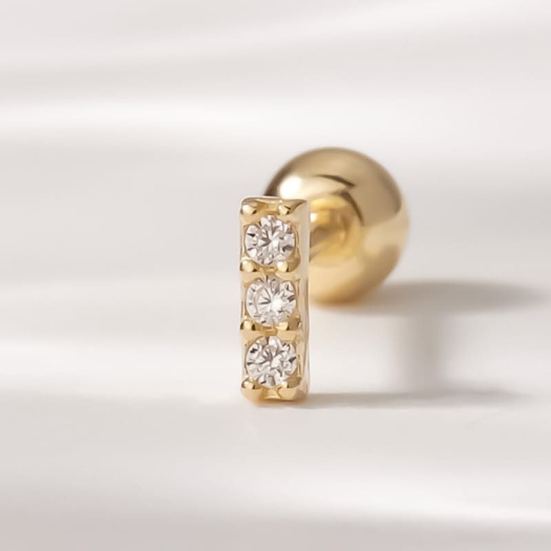 

JEWNEL 14K Ultra Mini Cubic Bar Piercing Earrings piercing (1 piece)