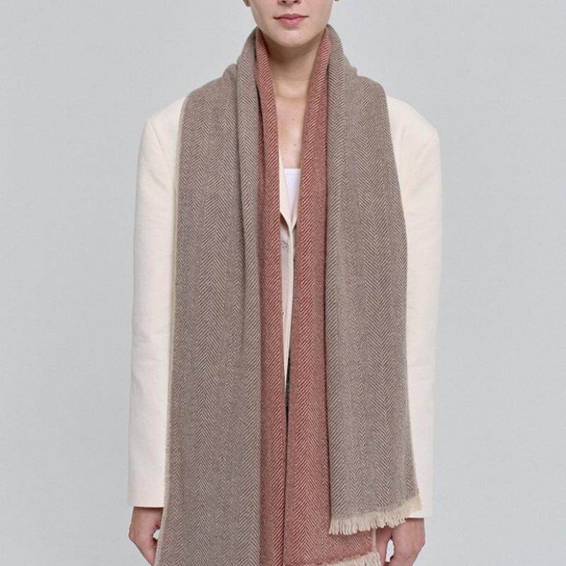 Dal Cashmere Herringbone Muffler Brown